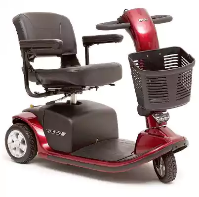 A three wheel scooter mobility aid.